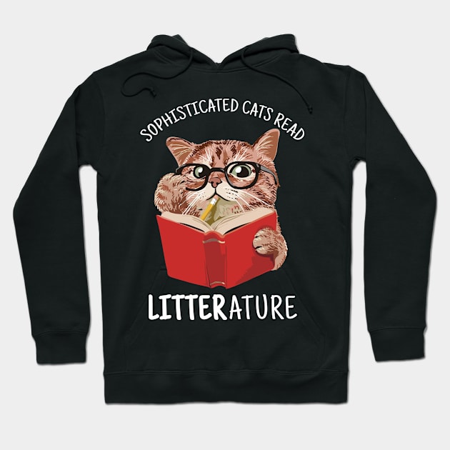 Cute Kitten Reading a Book Funny Hoodie by creative